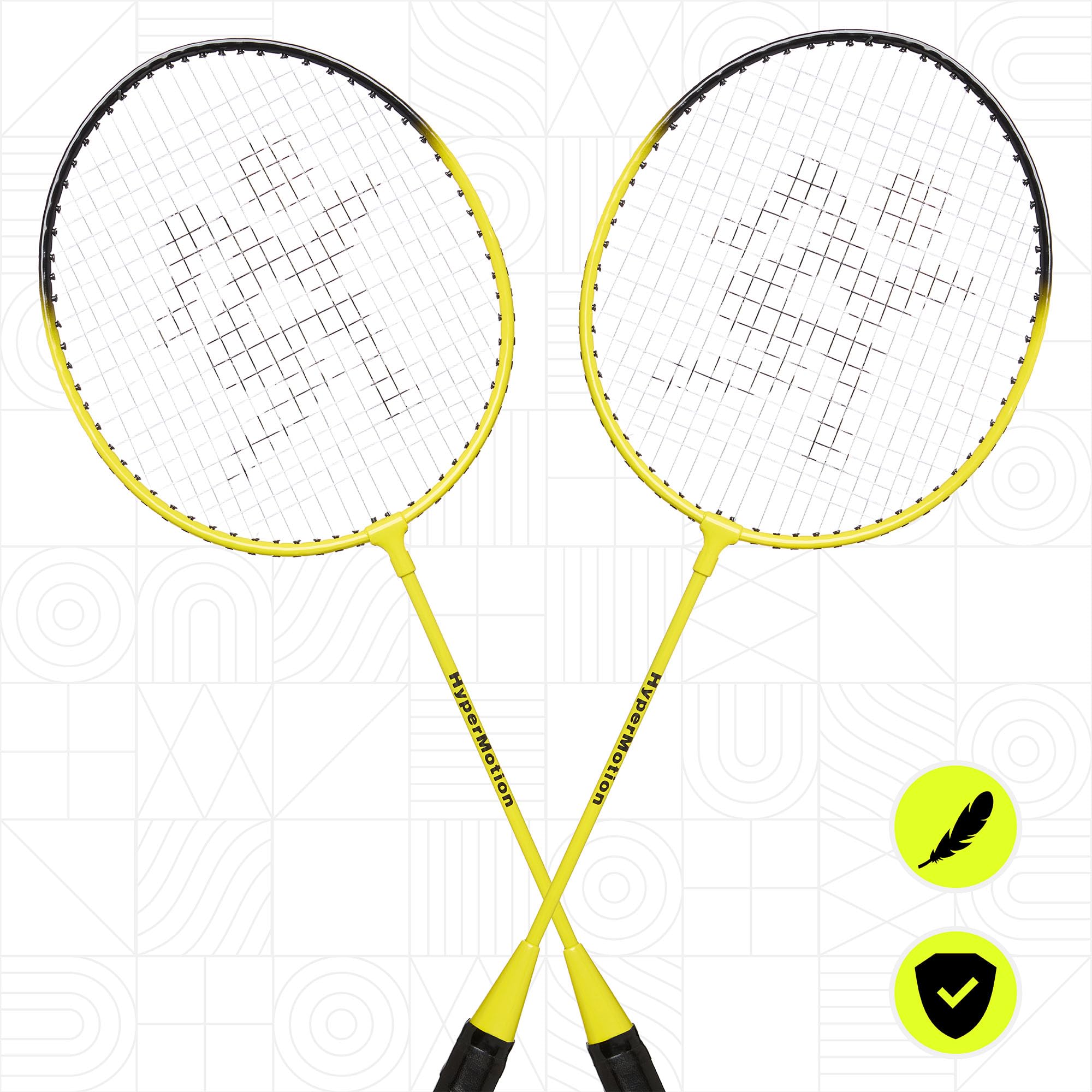 HyperMotion Badminton Set mit 2 Stahlschlägern und Tragetasche aus Oxford-Gewebe, Freizeitspiel für Garten, Park und Strand, Einsteiger