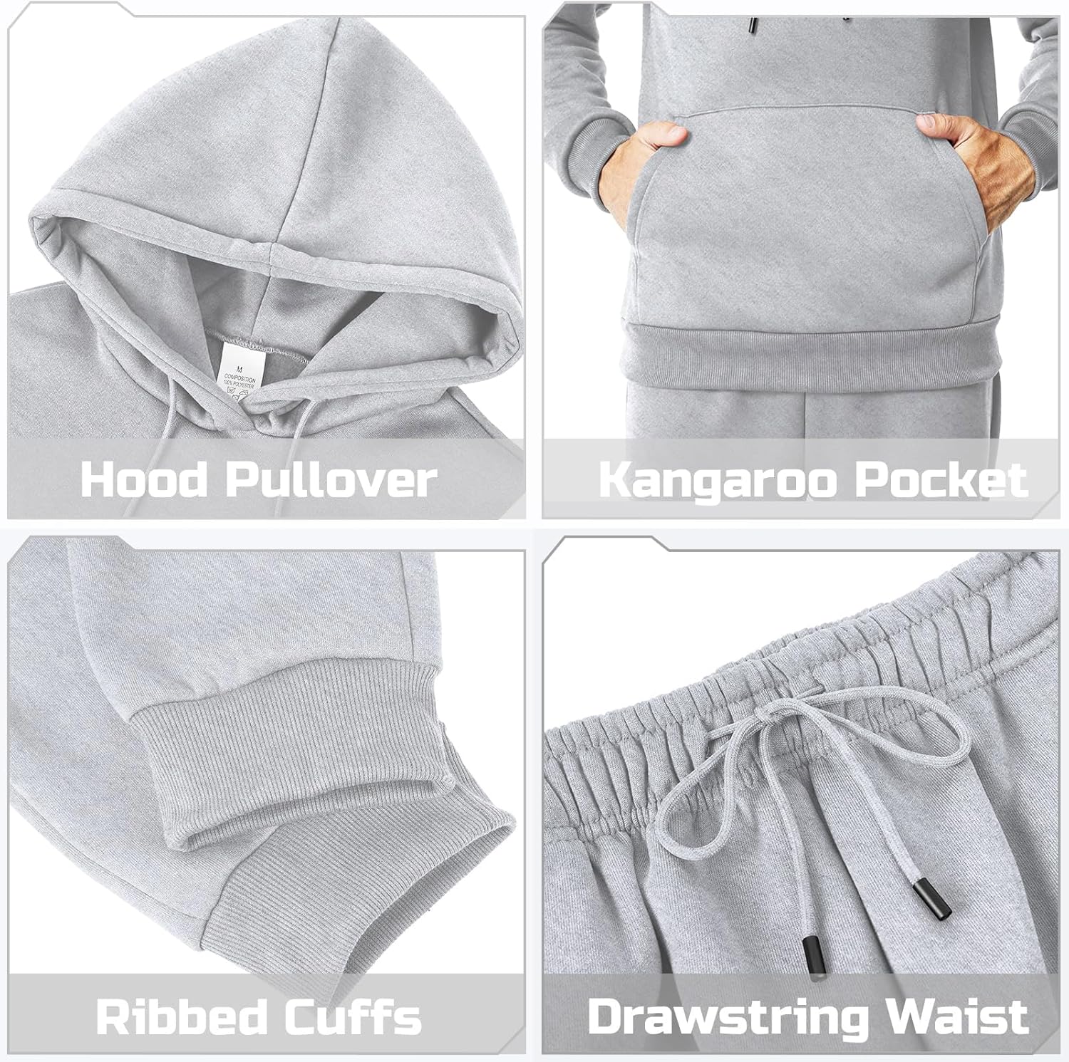 Men's Tracksuits 2 Piece Casual Long Sleeve Sweatsuits Athletic Hoodie and Sweatpants Set Jogging Suit - Image 6