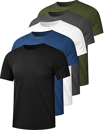 Kinglaman 1/5 Pack Mesh Workout Shirts for Men - Dry Fit, Quick Dry, Moisture Wicking, Short Sleeve Sports T-Shirts