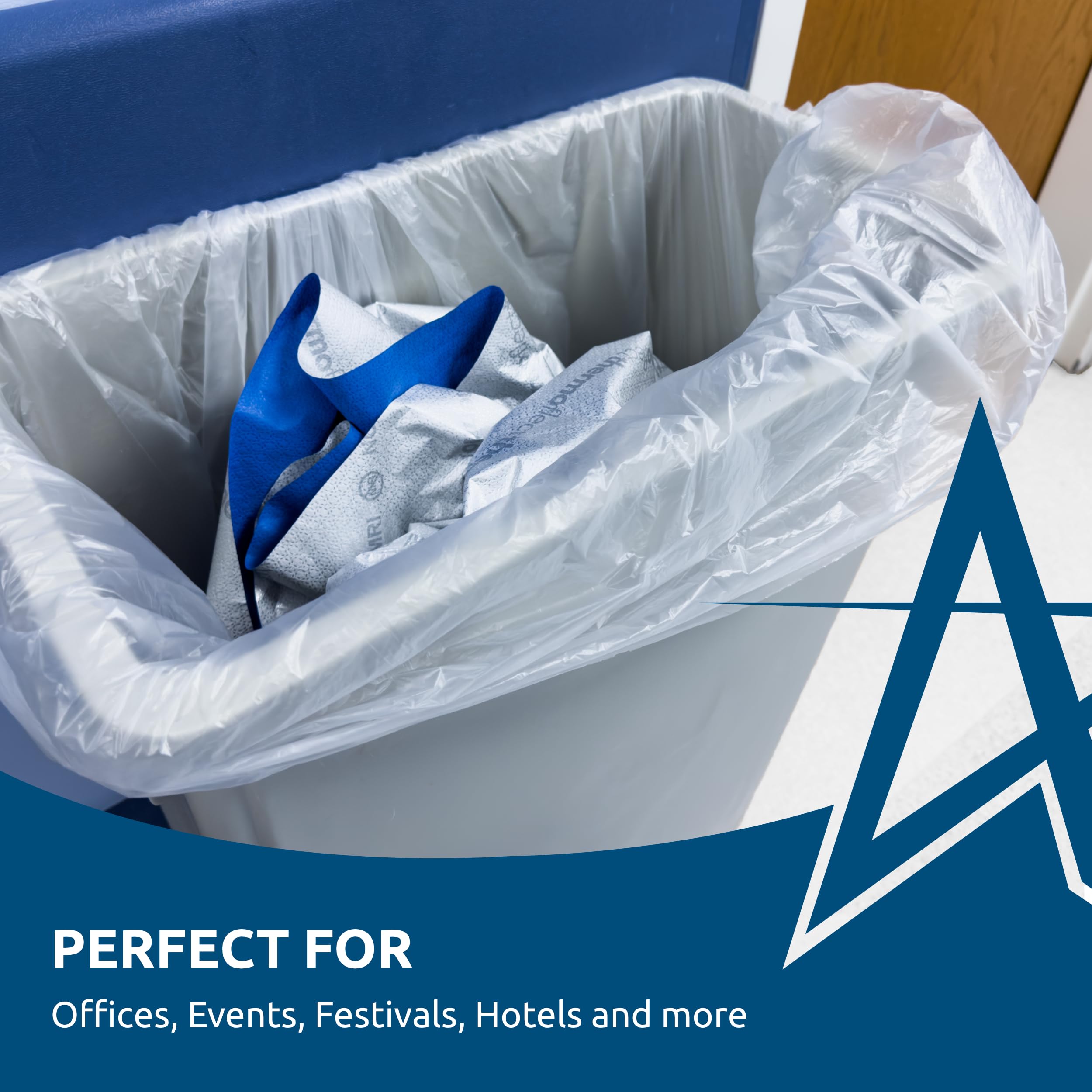 Andarta - Sacs poubelle transparents haute résistance – Boîte de 400 (capacité de 90 l) – Sacs poubelle très résistants – Peut contenir 15 kg de déchets – Sacs de recyclage transparents – Fabriqués à