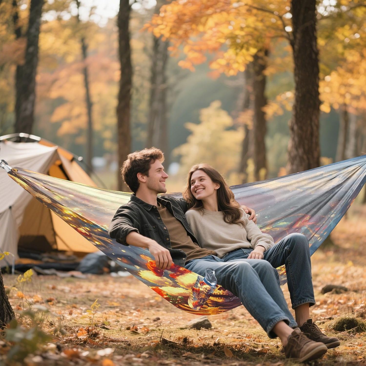 ALAZA Christmas Skull Camping Hammocks Single or 2 Person 500 lbs Portable Parachute Travel Hammock w/Tree Straps for Hiking Backpacking Indoor Outdoor