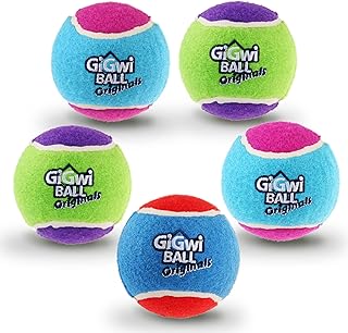 Gigwi Squeaky Tennis Ball Dog Toys, Interactive Dog Ball for Small and Medium Dogs Training, 2.5â€ Colorful and High Bounce Rubber Toyï¼ˆ5 Packï¼‰