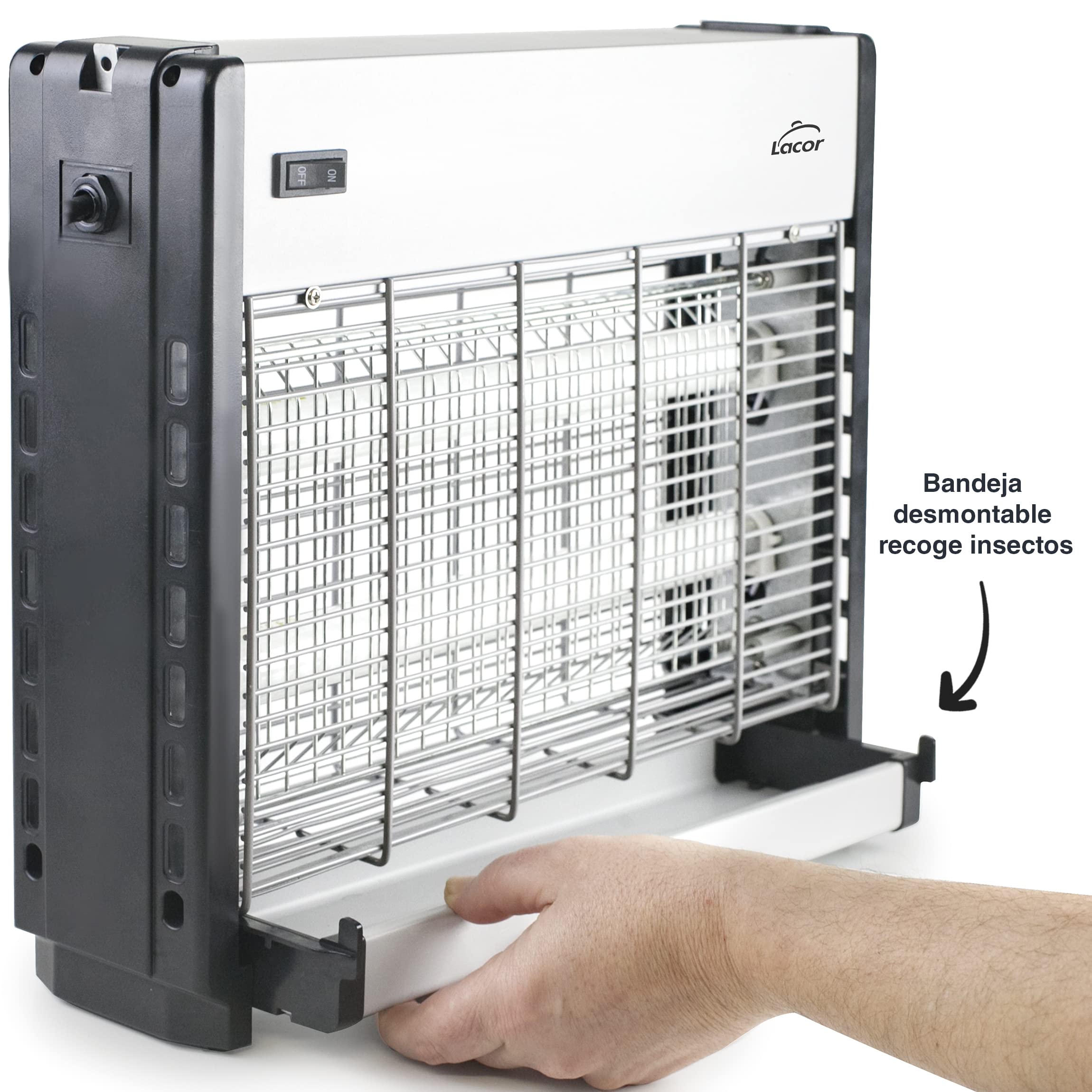 Lacor 39134 - Matamoscas Eléctrico Capter, Lámpara Antimosquitos | Para un uso práctico y profesional en cocina; perfecto para el día a día en hostelería y en casa, cómodo de usar y de guardar