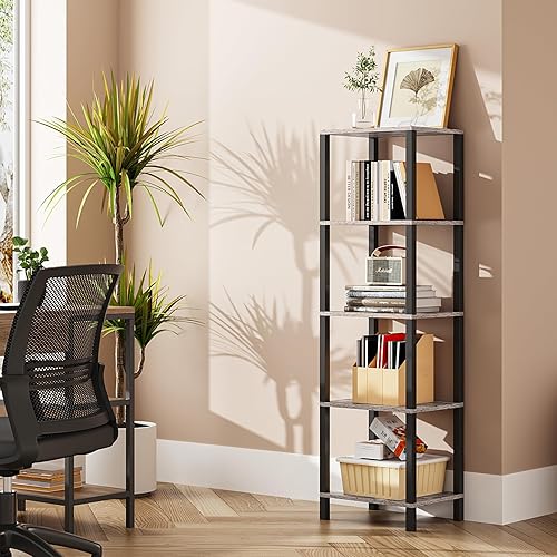 Miniatura 23 de TUTOTAK Estantería para libros de 6 niveles, estantería estrecha para espacios pequeños, estantería apilable de bricolaje, para sala de estar,