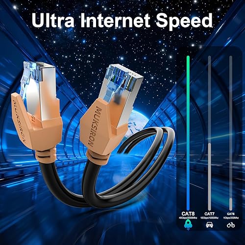 Miniatura 3 de Cable Ethernet Cat 8 de 30 pies, para exteriores e interiores, resistente a la intemperie, resistente a los rayos UV con conector RJ45, 2000 Mhz 40