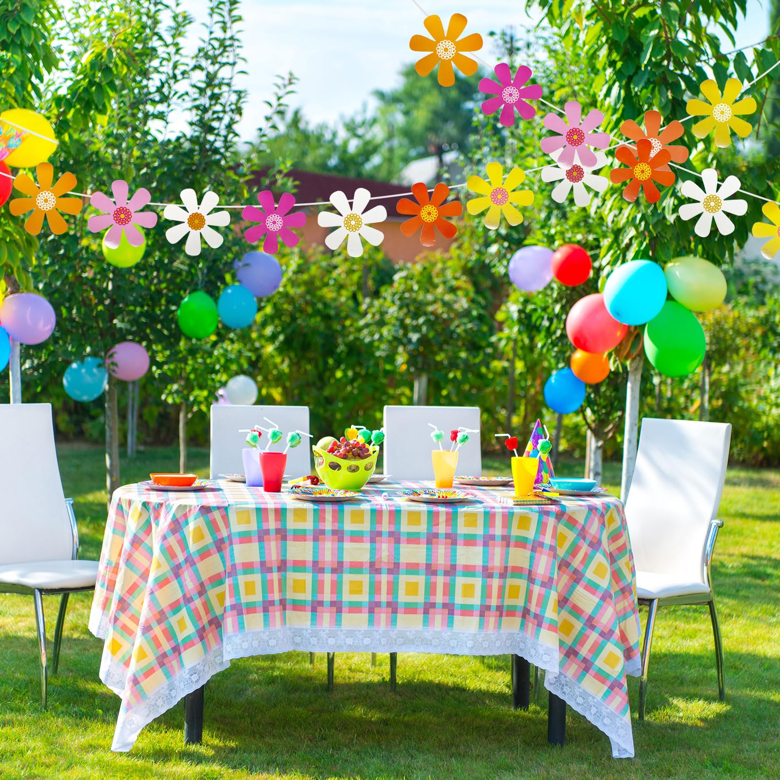 Pacchetto 1° compleanno con margherite, decorazioni per feste con margherite, striscione di compleanno con fiori selvatici - Italia