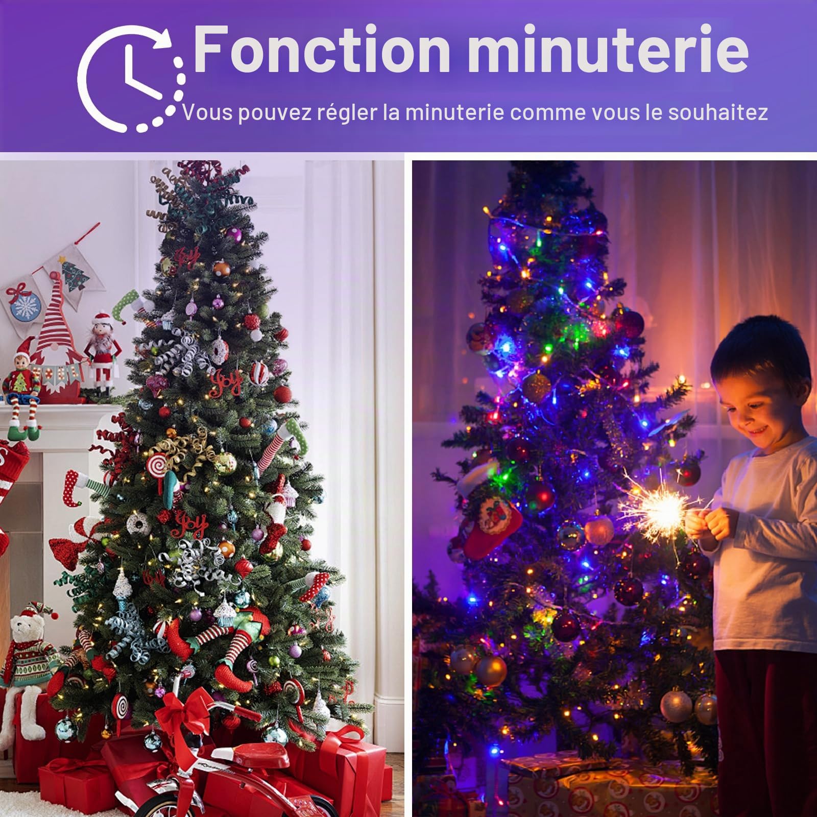 Quntis 30M 300LED Guirlande Lumineuse Exterieure Noel avec APP & Télécommande, 16 Millions de Couleurs Lumiere Sapin de Noel Intelligentes, 200+ DIY Modes Guirlande Exterieur Noël, Luminosité Réglable