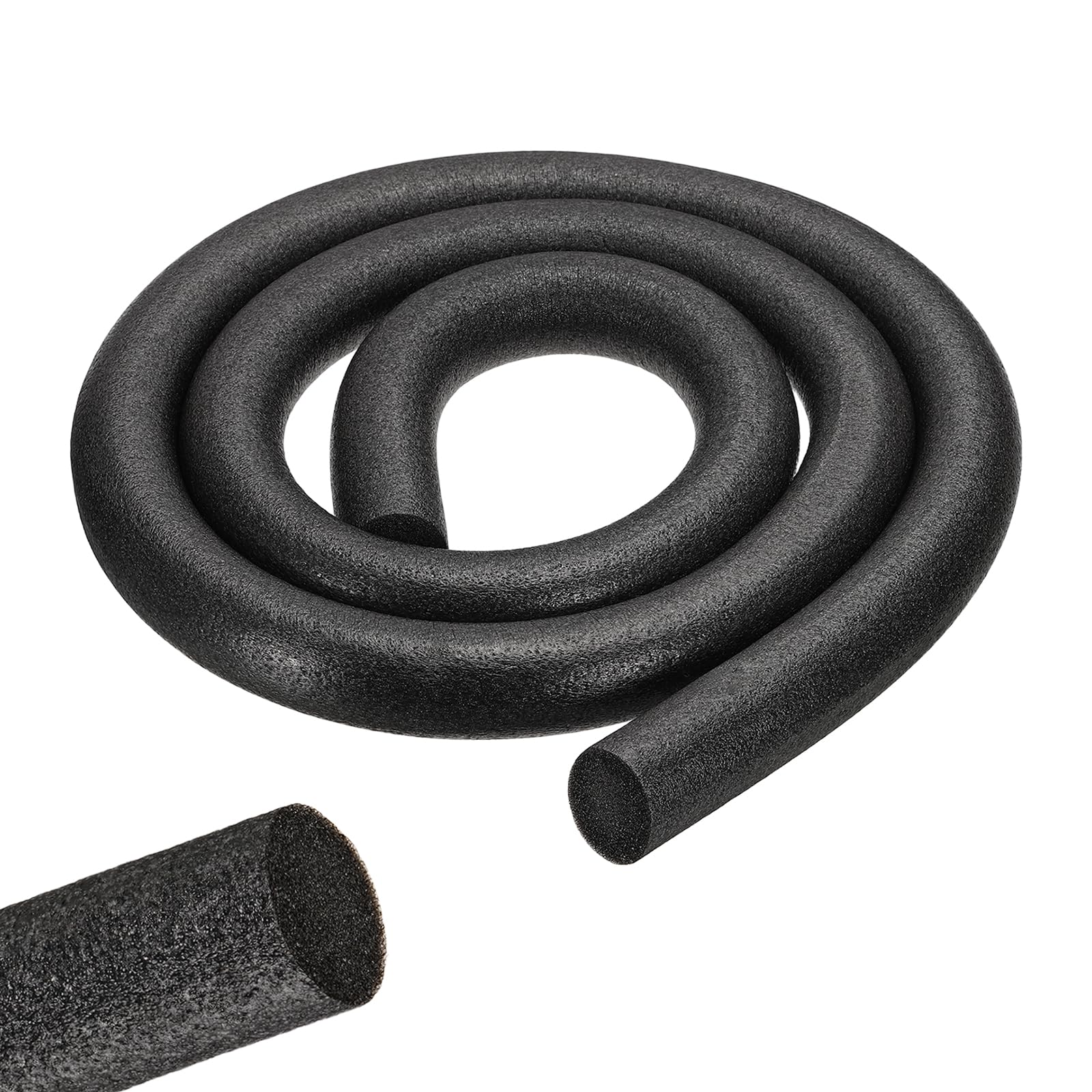 sourcing map 2 Roll 6.5 ft Foam Noodles for Crafts, 1-3/8 Inch Dia Pearl Cotton Tube Rod for Flower Modeling DIY Arts Supplies Sealing Concrete Gaps Filler, Crack Filling, Doors, Black