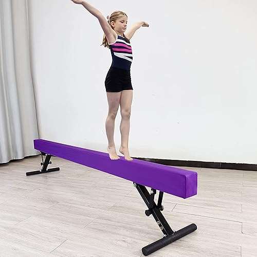 Miniatura 63 de Viga balana ajustable para niños, haz de gimnasia de 8 pies, haz de piso alto y bajo para todos los niveles de gimnasia, equipo de gimnasia Aurora