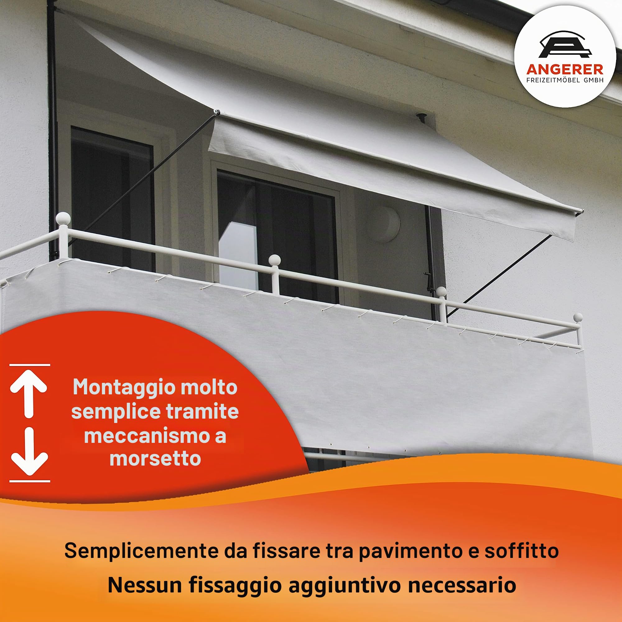 Angerer – Tendone, – Tenda da sole, design Style granito, grigio, 150 x 350 x 225 cm, 2303/005