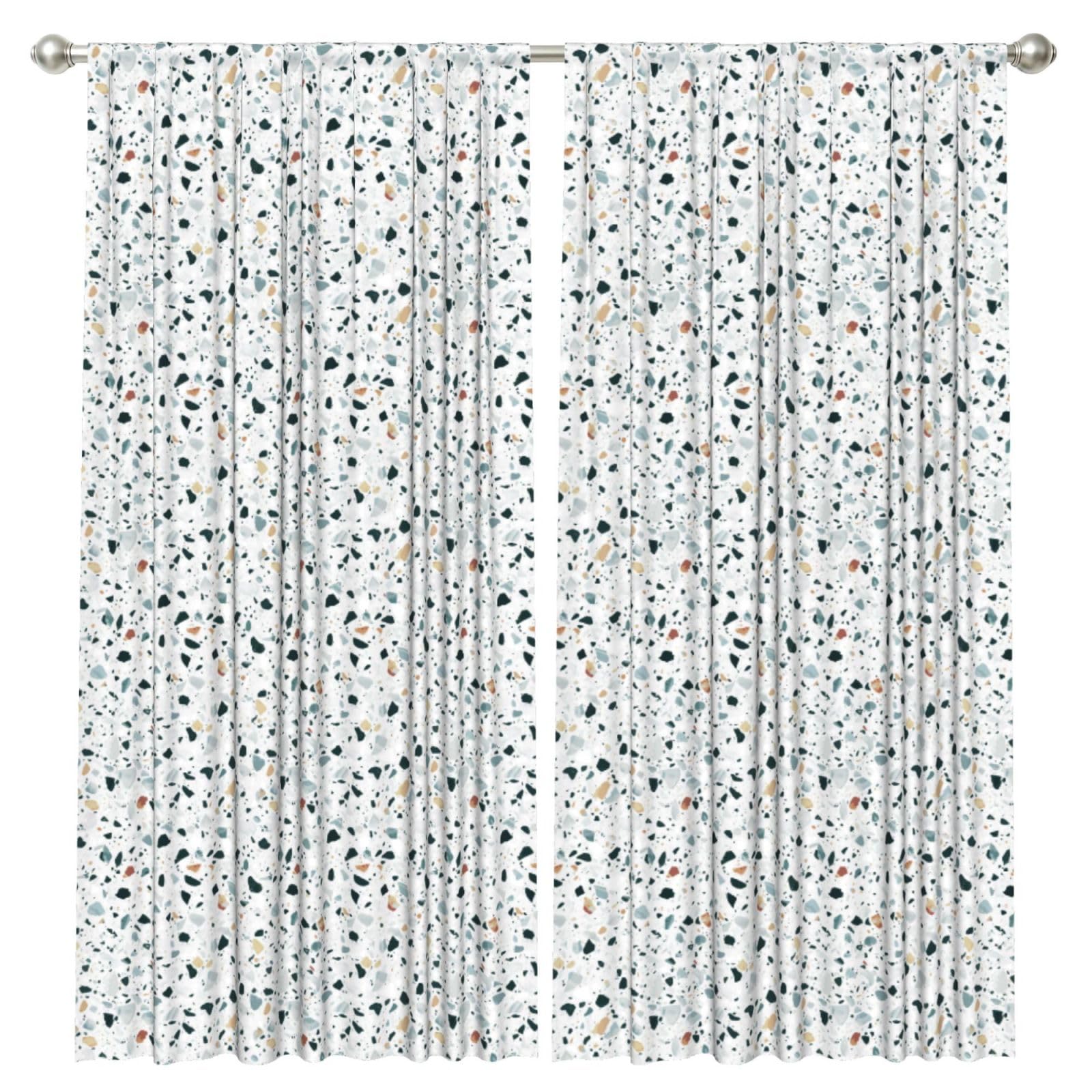 InOmak Terrazzo Marble Pastel, 2 Panels Window Curtains 52 x 84 Inch Blackout Curtains for Living Room Bedroom