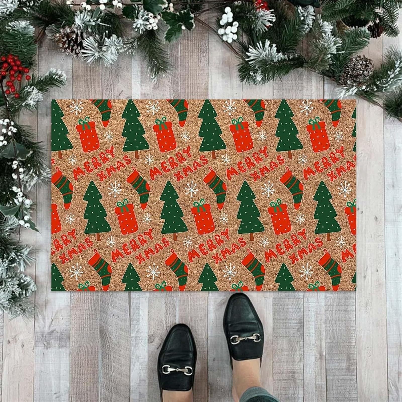 Felpudo Casa Felpudo para Puerta, Temporada Navideña, Regalo De Inauguración De La Casa, Decoración Navideña, Tapete De Bienvenida Navideño Felpudo Entrada Casa(A,50x80cm)
