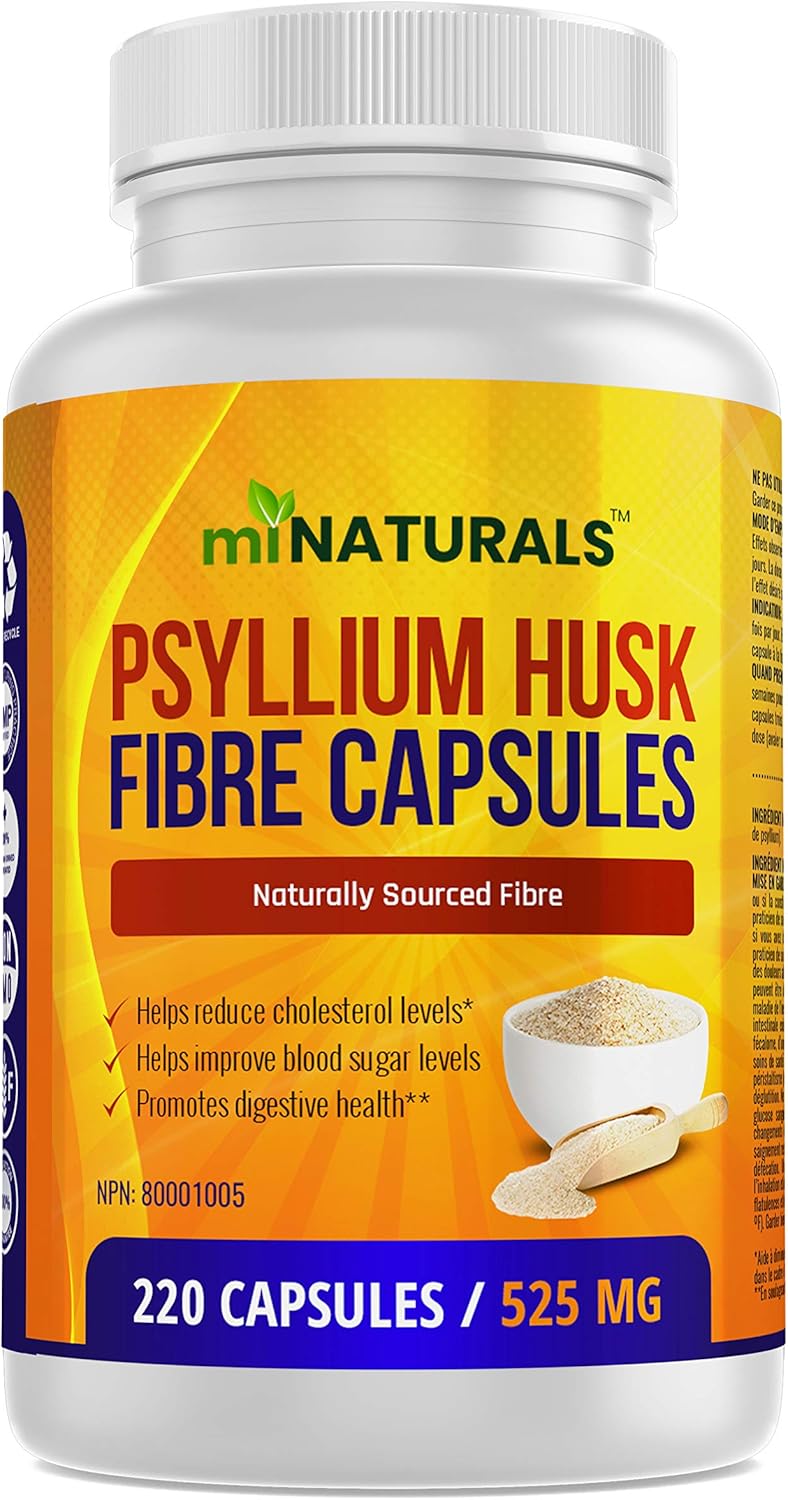 Psyllium Husk Fiber Capsules Supplement, Natural, Supports Digestive Health, Eases Constipation