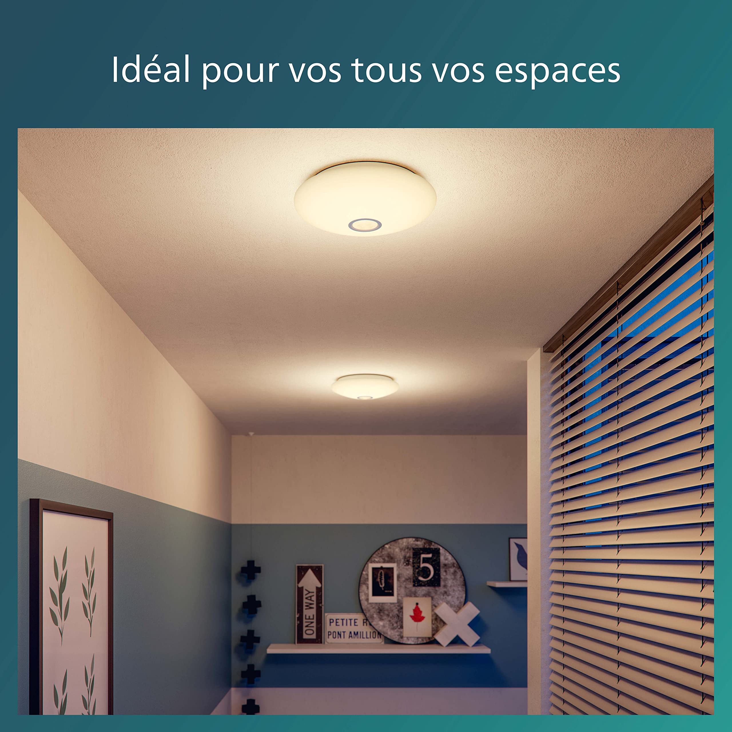 Philips Mauve plafonnier avec détecteur de mouvement, 6W, 2700K, Blanc