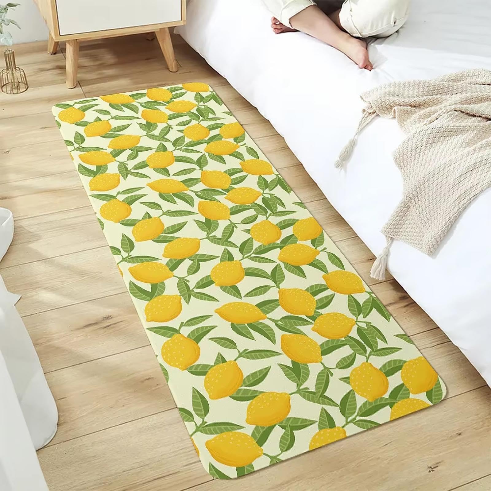 Alfombrilla de cocina limón retro alfombra rectangular de suelo vintage para salón 40x120cm