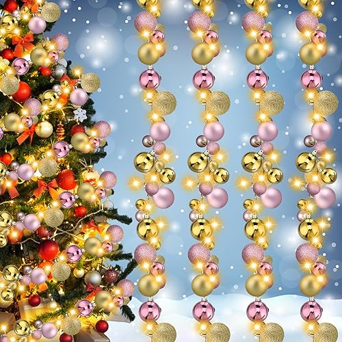 Miniatura 8 de Jenaai Guirnalda de bolas de Navidad de 6 pies con luces LED, guirnalda de bombillas iluminadas de Navidad, decoración de bolas de árbol de Navidad,