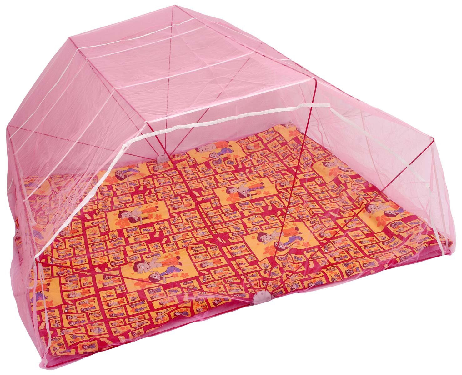 Elegant Mosquito Net for Small Double Bed | Double Bed Foldable Machhardani | Polynet 50GSM Strong Net |Mosquito Net | Protaction from Mosquito | 5 x 6 Feet - Pink Color