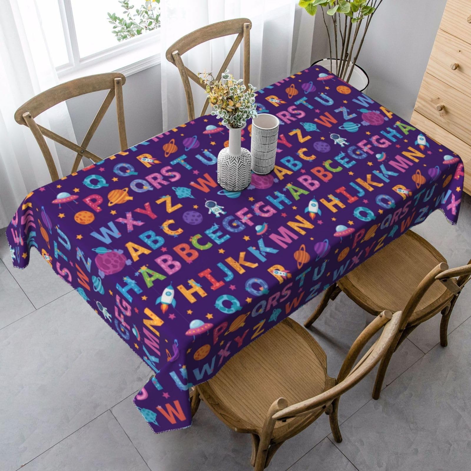 Nappe rectangulaire espace galaxie violette 137x183cm pour table de pique-nique