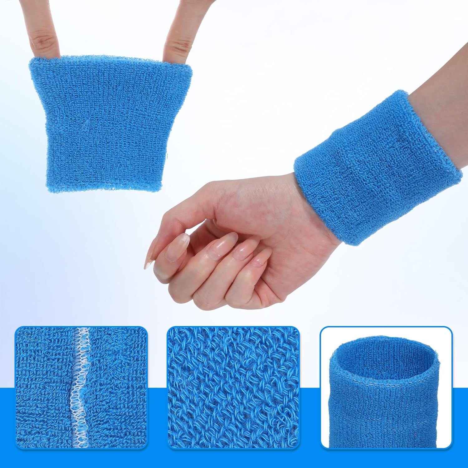 48 Pcs Colorful Sports Wristbands, Neon Wristband for Sport Wristband Cotton Colorful Sports Wrist Sweat Bands Tennis Wristbands for School Students Sport Basketball Party Favors - Image 3