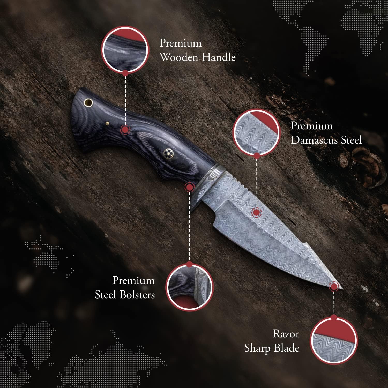 Morf Steelware Damascus Hunting Knife for Men, 10 Inch Fixed Blade Survival Knife with Sheath, EDC Bushcraft Handmade Knives for Camping and Outdoor (Blue Pakka Wood) : Everything Else