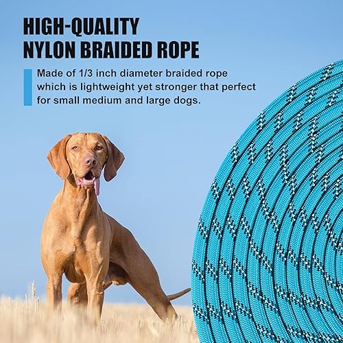 Miniatura 5 de lynxking Correa larga reflectante para perro de 15, 30 y 50 pies, cable de entrenamiento con asa acolchada, cuerda resistente para cachorros, perros