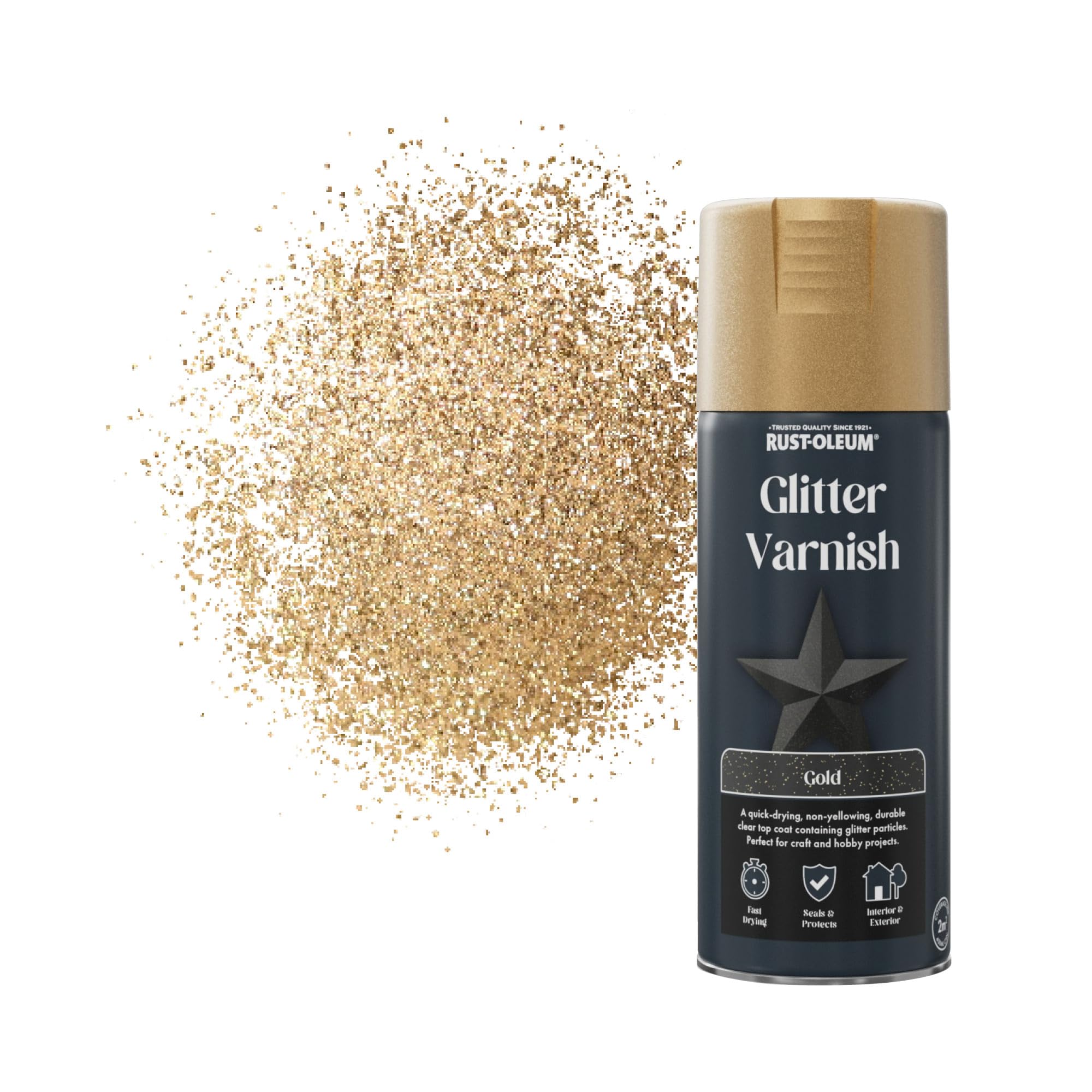 Rust-Oleum Gold 400Ml Glitter Varnish Spray Paint Aerosol
