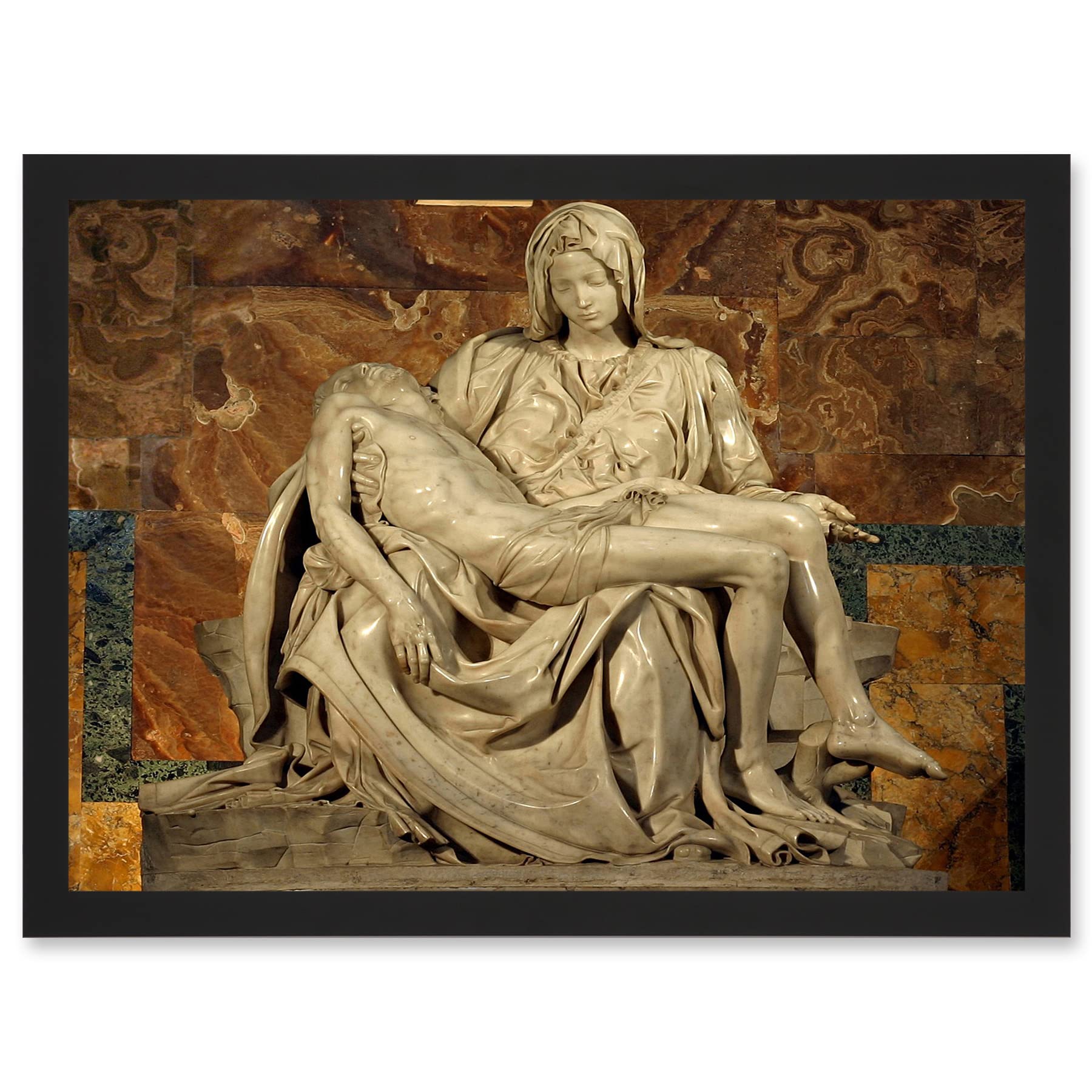 Artery8 Michelangelo Pieta 1499 Painting A4 Artwork Framed Wall Art Print