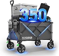 Vista 8 de Vivosun - Carrito de servicio plegable de alta resistencia para campamento, jardín, intemperie, ruedas universales y mango ajustable, negro