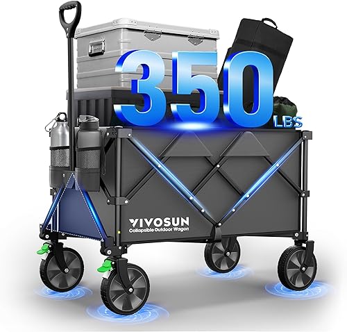 Miniatura 8 de VIVOSUN Carro plegable plegable, carrito de utilidad para exteriores con rodamientos de carga de 350 libras con ruedas universales silenciosas,