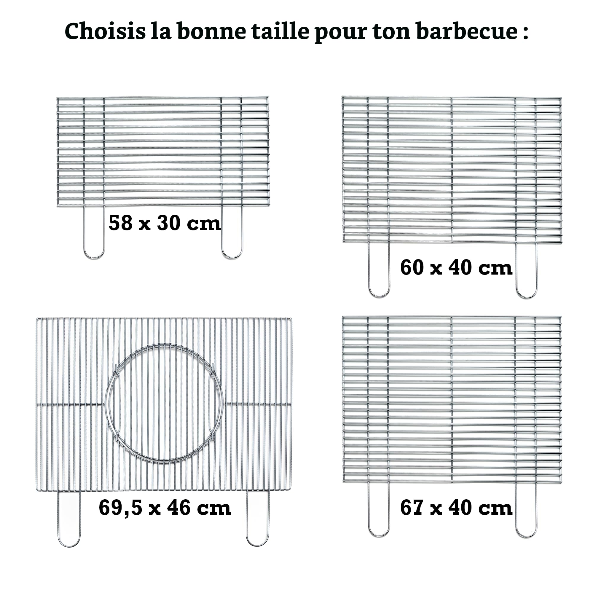 FLAMMBURO Grilles de barbecue rectangulaires 67 x 40 cm – Disponible en différentes tailles, en acier chromé, épaisseur de la tige 4,8 mm, grille de barbecue, grille de barbecue, barbecue (67 x 40 cm)