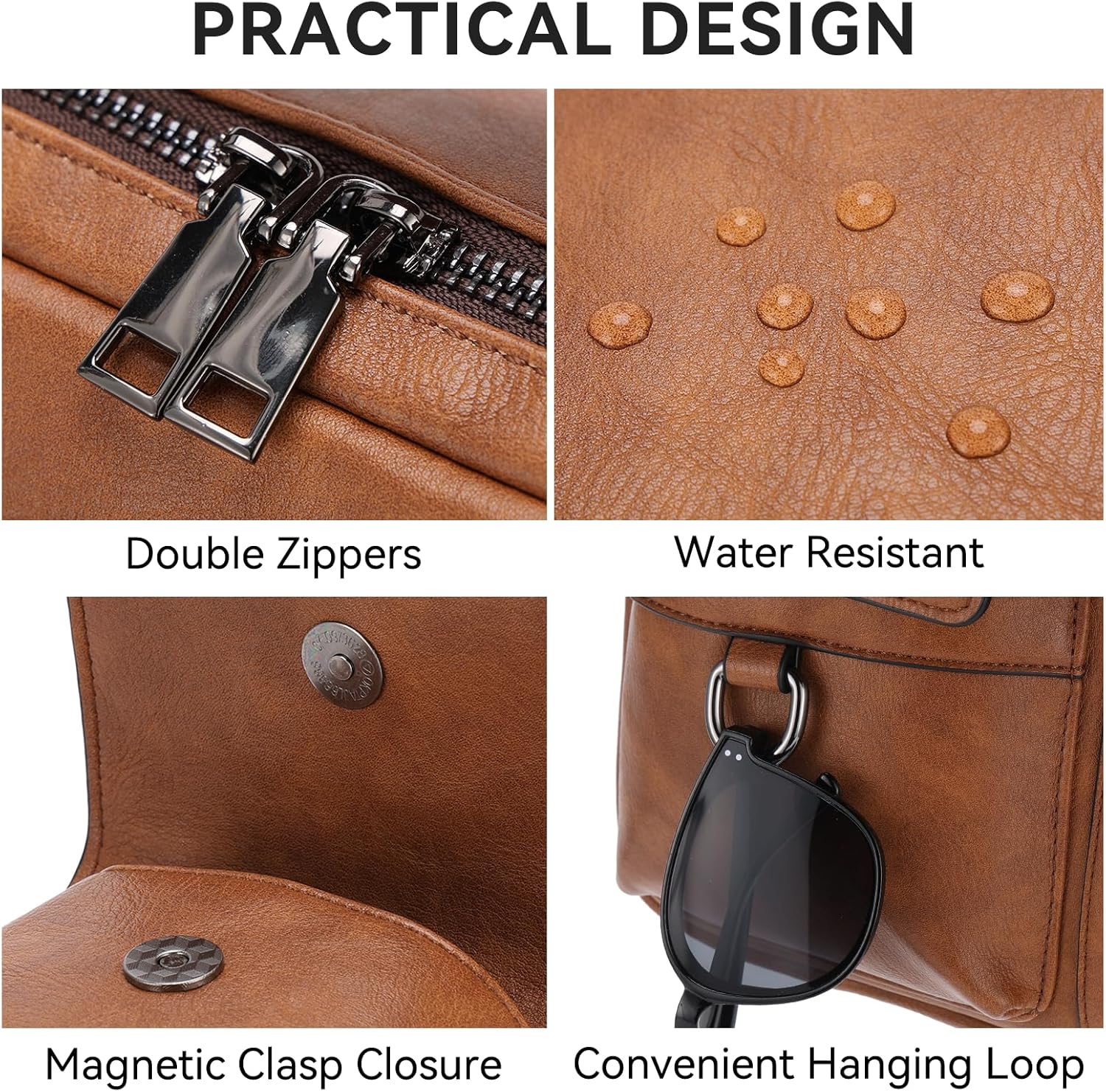 VASCHY Leather Messenger Bag For Men, Medium Satchel Crossbody Handbag Shoulder Sling Travel Side Bags Purse for Men