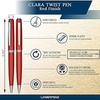 赤いクリアボディボールペン Amazon | Lanier Pens Lanier クララ ボールペン - 光沢のある