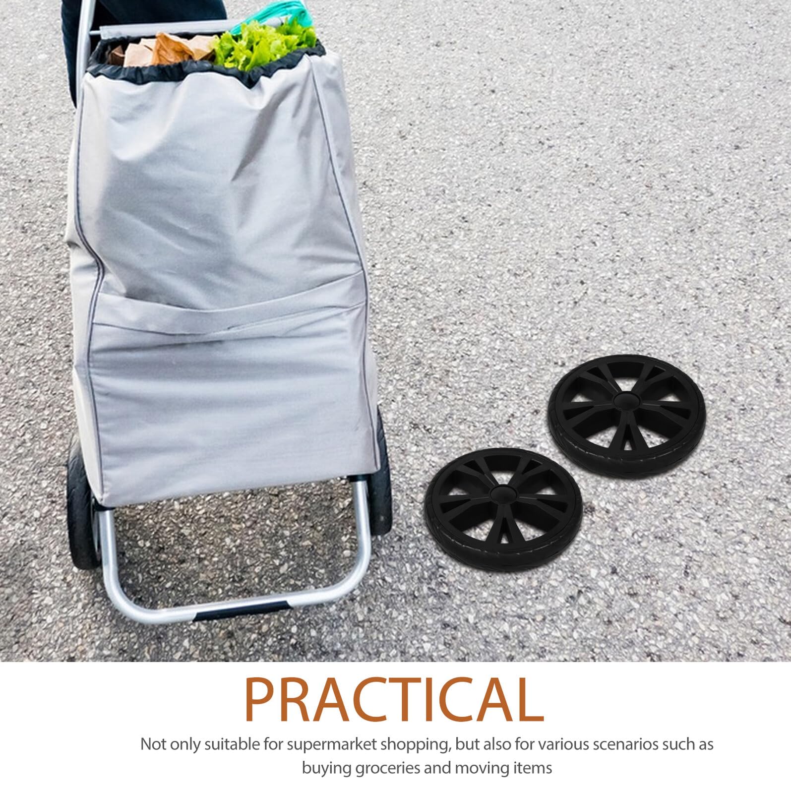 NUOBESTY Shopping Cart Roues de Rechange pour Caddie Pliable, 2 Pcs, Plastique Noir, Haute Capacité de Charge, pour Chariot de Courses et Bagages
