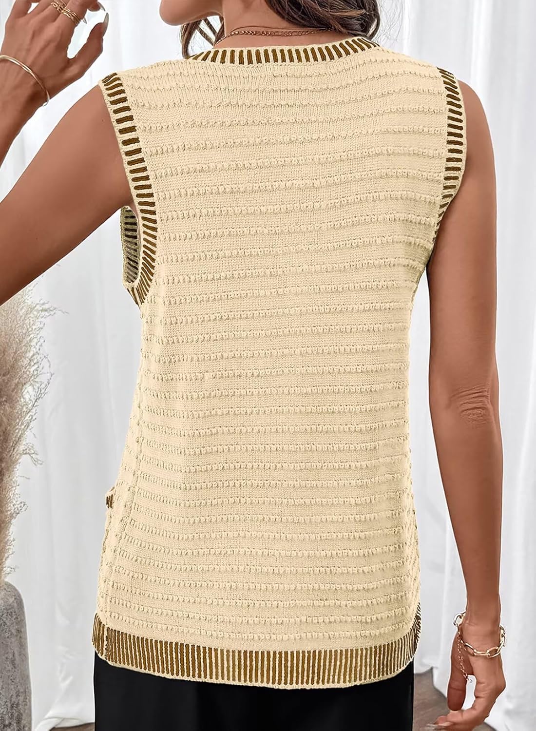 Dokotoo Women's 2026 Sleeveless Cardigan Sweaters Casual Button Down Round Neck Knit Cardigans with Pockets - Image 3