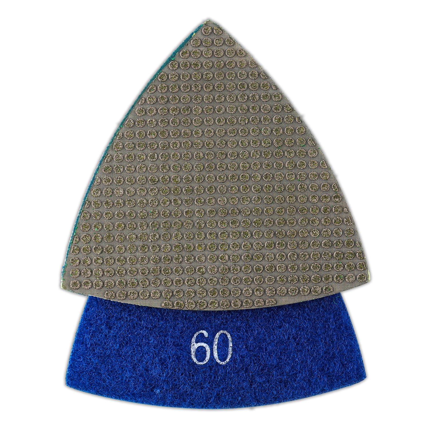 HOMESOM Triangular Diamond Polishing Pads Diamond Triangular Sanding Pads for Stone Marble Concrete Ceramics Glass Tile 1pc(Grit 60)