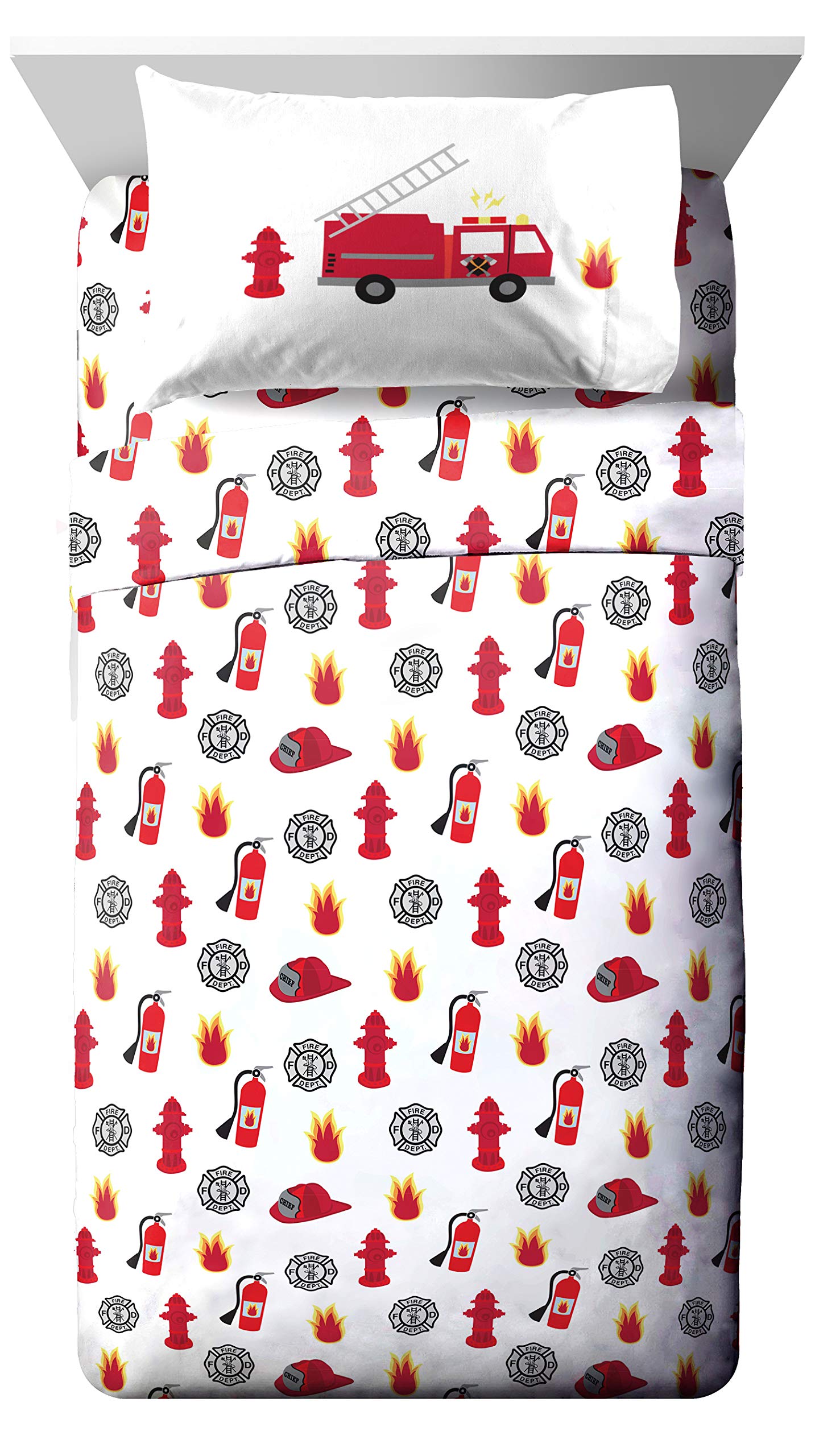 Trend Collector Fire Truck Twin Comforter Set 5 Piece Kids Bedding Blue | Bed in a Bag Comforter Sheets Sham Pillowcase Official Brand Soft Microfiber Machine Washable Easy Care Boys Gift product thumbnail 5