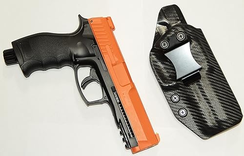 REVKEL - Funda Kydex personalizada IWB/AIWB CCW para pistola de bolas de pimienta UMAREX T4E PDP50. Mano izquierda negra. Hecho a mano en Texas,