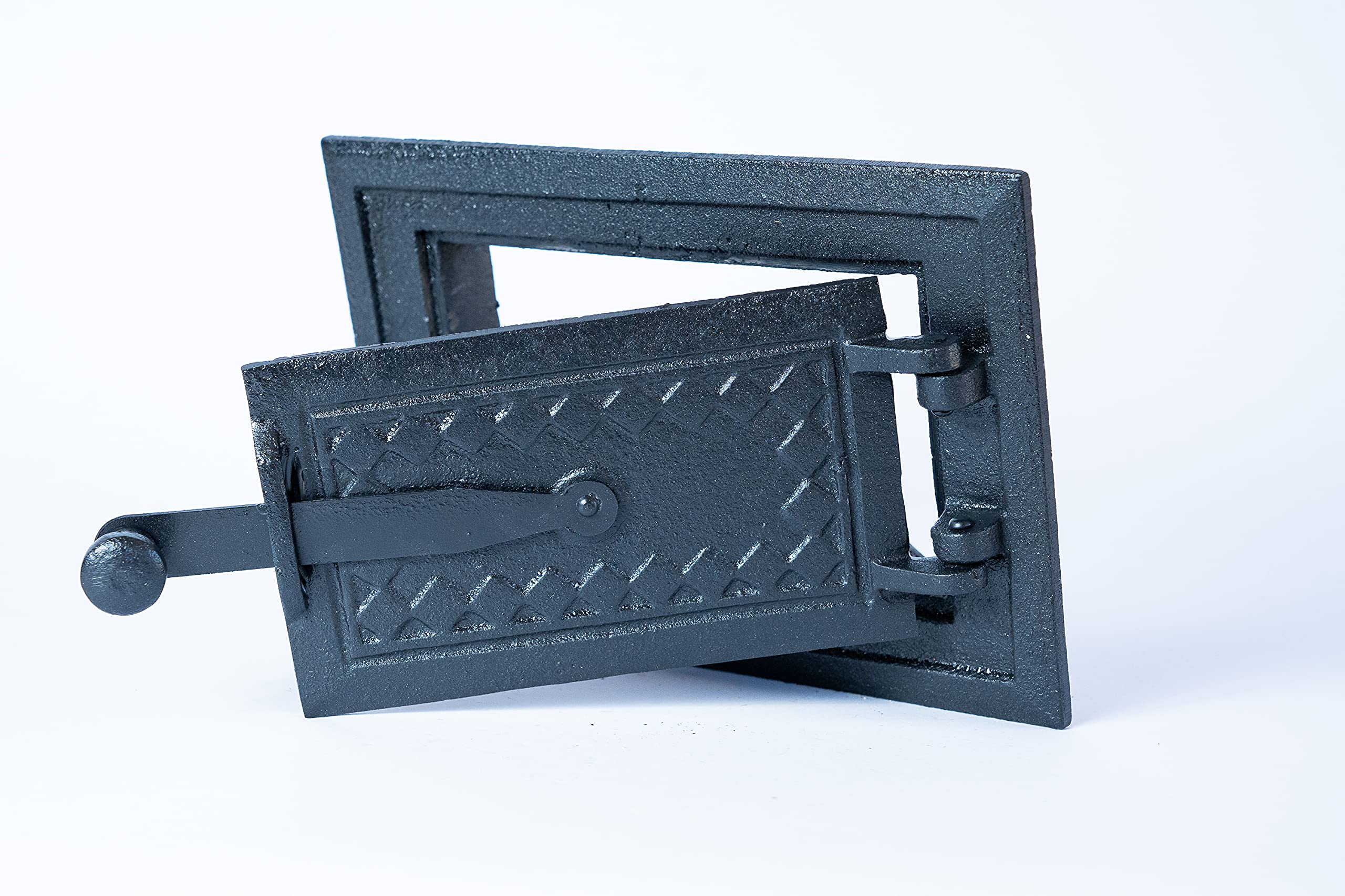 Euro Sezam - puerta de horno de hierro fundido negro - puerta de horno maciza y gruesa - puerta de horno de pizza - DZ067 - puerta simple con cerradura de puerta - 255x170 mm