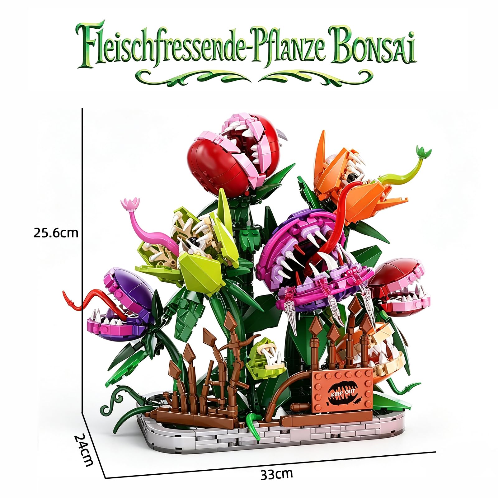 Horror Bonsai Fleischfressende-Pflanze Blumen Bausteine, 1266 Teile Botanicals Garten Deko Modell, Creative Halloween Ferien Geschenk für Pflanzenliebhaber Erwachsen Sammler