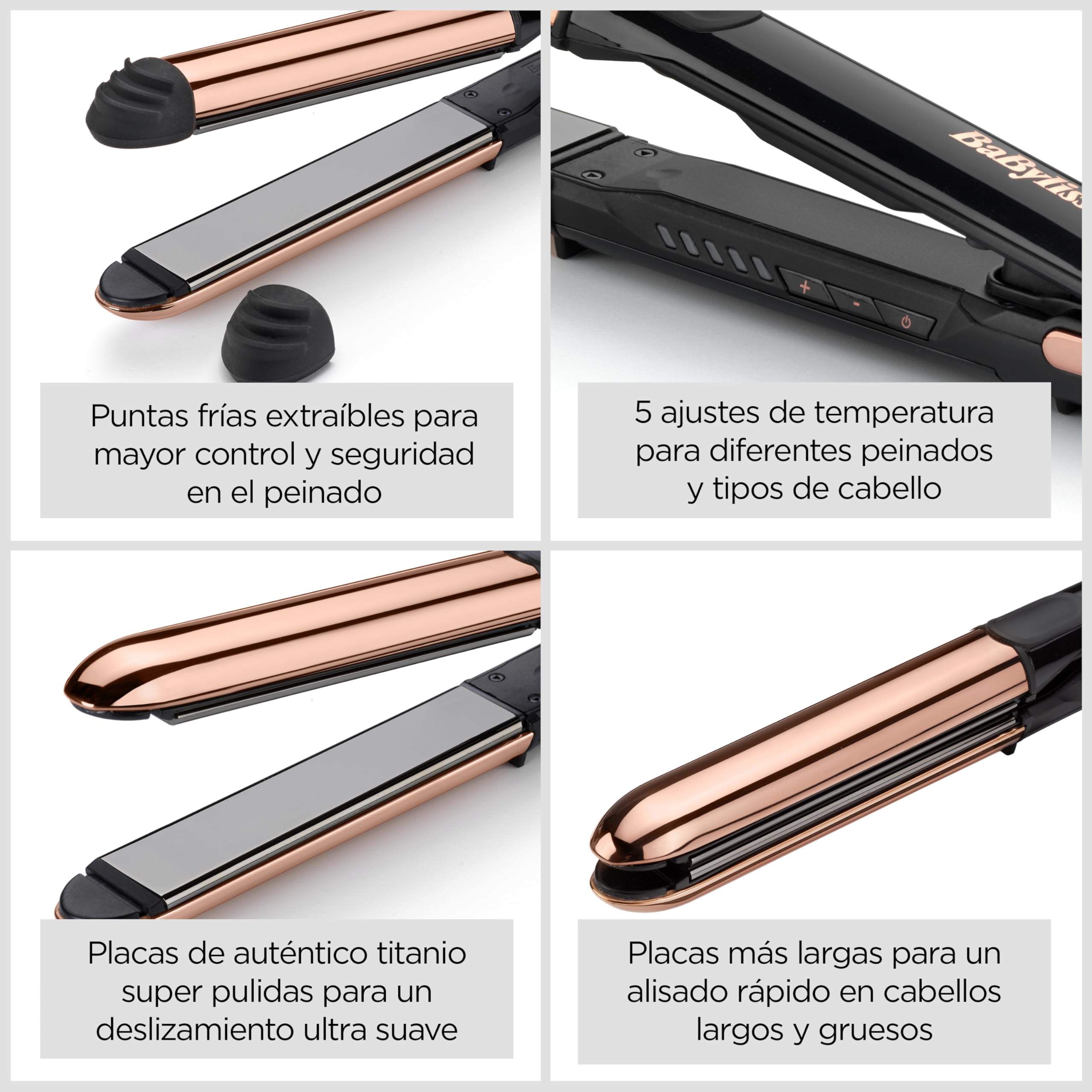 BaByliss Plancha Straight And Curl Brilliance – Alisa y Ondula, Placas de titanio, Tecnología iónica, Calentamiento Rápido en 15 s, Diseño curvo, Peinado fácil, 5 temperaturas hasta 235°C, ST482E