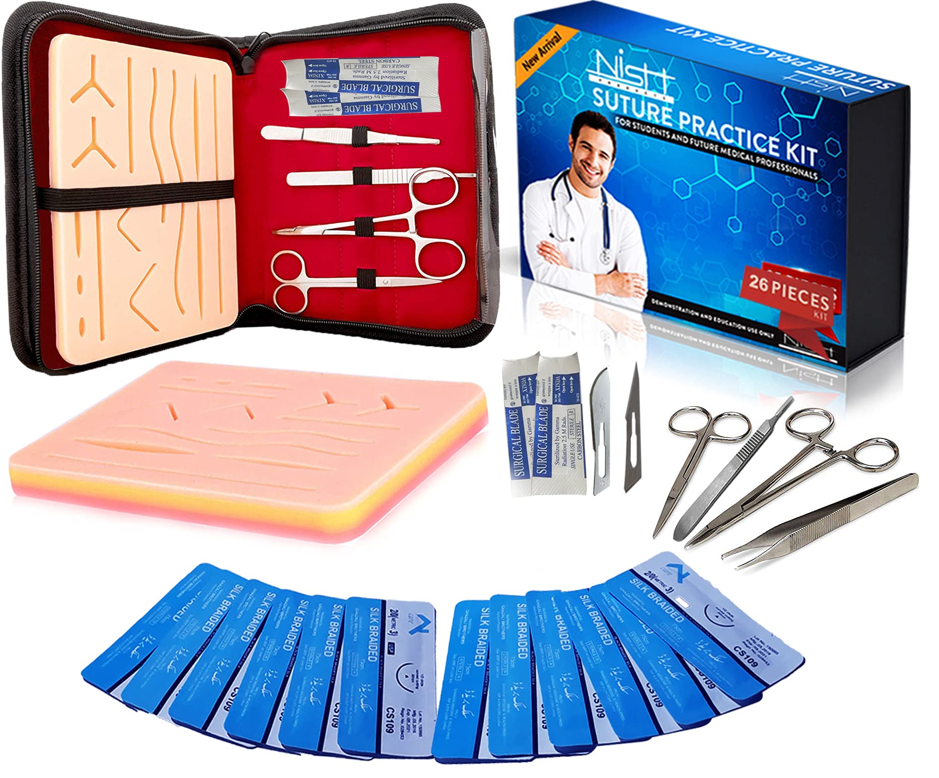 Buy Suture Training Pad Suture Kit Practice Kit for Medical Dental Vet