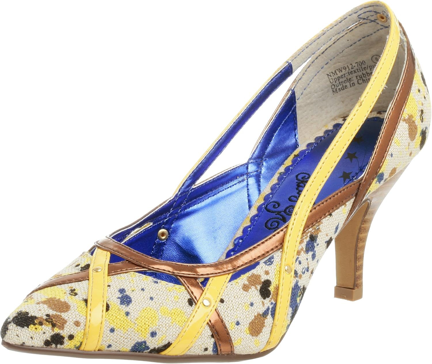 Naughty Monkey Women's Web of Lies Heel,Yellow,8 M