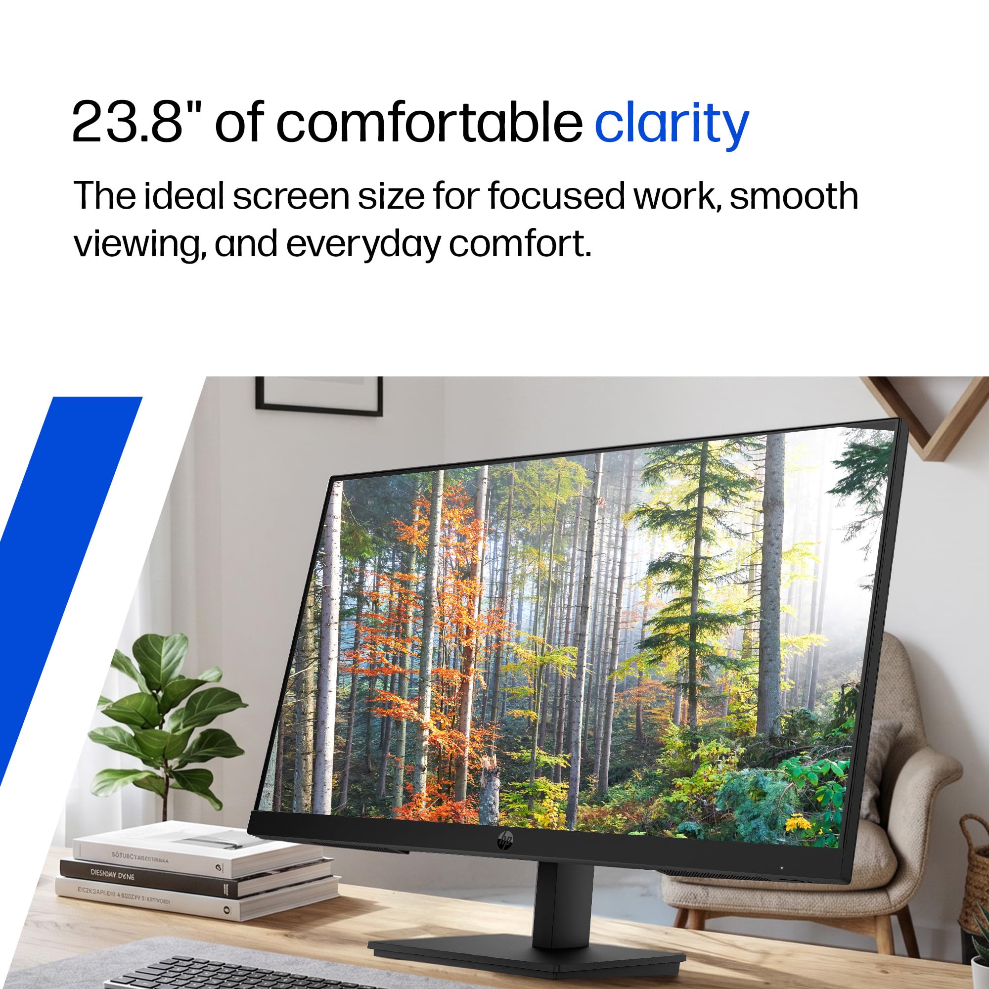 HP Series 3 Pro 23.8 inch(60.5cm) FHD Monitor, Energy Star Certified, VESA mountable, 3-Sided Borderless,IPS, 100Hz, LCD, Anti-Glare, 5ms Response time, Flicker-Free, 1 HDMI 1.4, Black, 3.77kg, 324pf — Amazon image 2