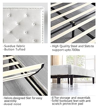 Amazon.com: Queen Upholstered Platform Bed Frame with 48