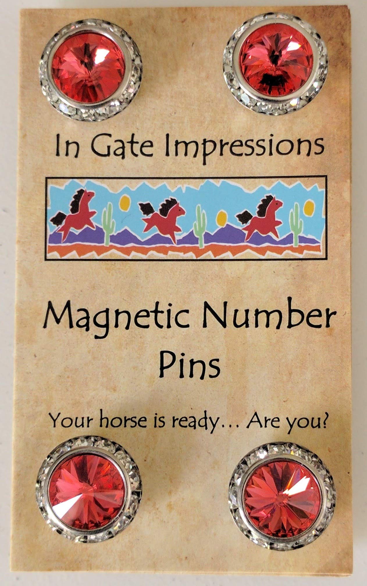 Padparadcha Magnetic Number pins Horse Show Number Magnet Holder Austrian Crystals