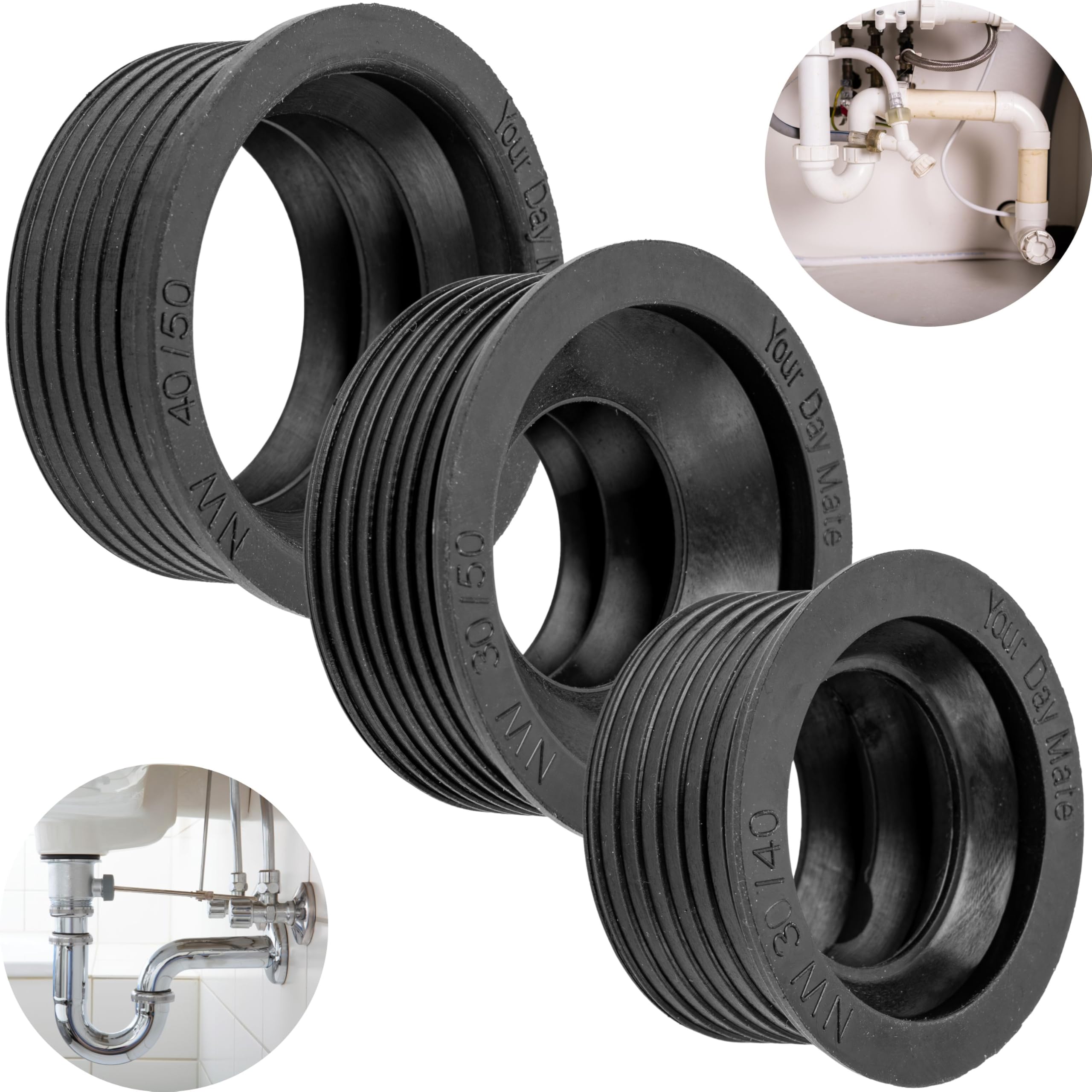 Sifone Universale Bächlein - Gomma Per Tubo Scarico, Ø 50mm X 32mm - Foto 12