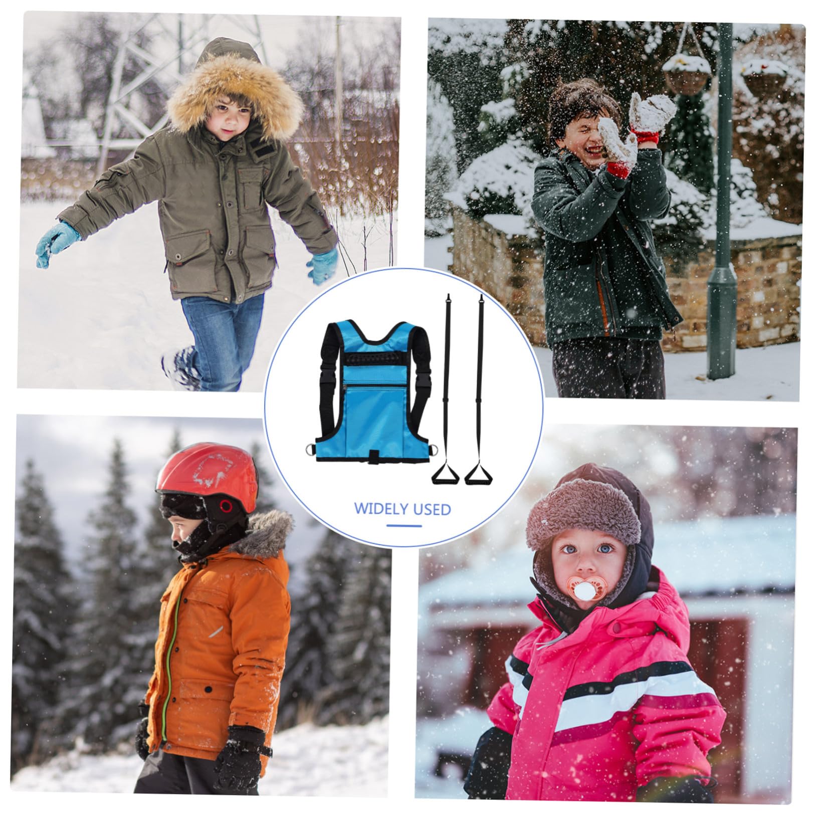 BESTonZON Imbracatura da Sci e Snowboard per Ragazzi con Tasca a Zip Regolabile Accessorio per Allenamento con Manico Traspirante e Sicurezza