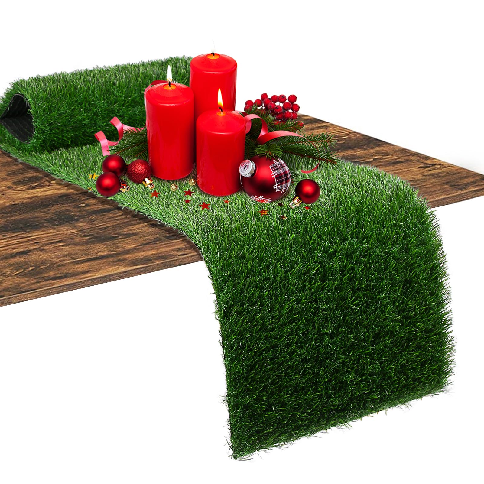 XLX TURF Green Table Runner 12 x 36 Inch, Artificial Grass Tabletop Decor for Dining, Wedding, Birthday Party, Holiday