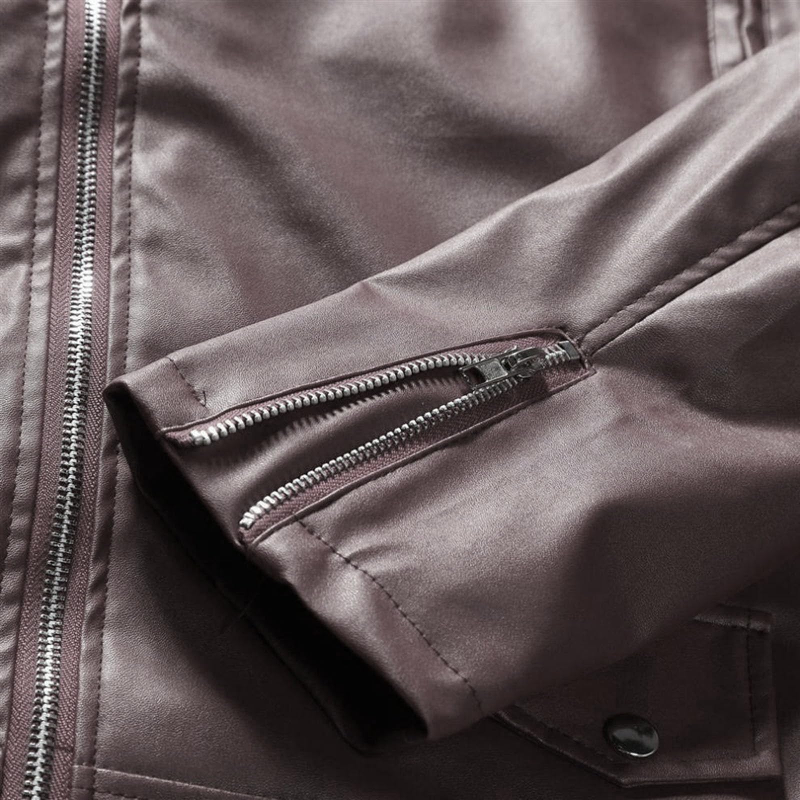 Chaqueta Moto Hombre,Chaqueta de Cuero Manga Larga de Cuello Solapa Clásico Estilo Motero Cazadora de Piel Sintética con Cremallera Color Sólido Chaquetas de Motorista Moda Slim Fit Leather Jacket