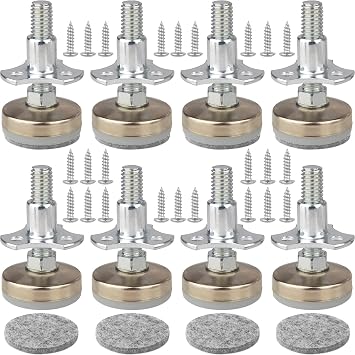 Heavy Duty Furniture Leveling Feet Adjustable Furniture Leg Levelers for Tables Chairs Cabinets Sofa Raiser, Support 2640LBs, T- Nut Kit 3/8-16 Thread, Large Base,w/ 8 Felt Pads,24 Screws 8 Pack
